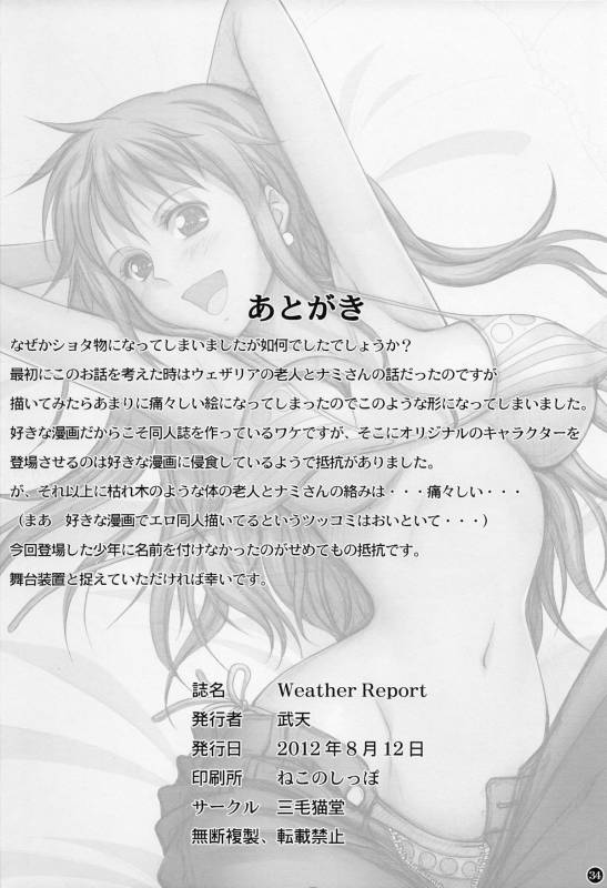 (C82) [Mikenekodou (Muten)] Weather report (One Piece)_33