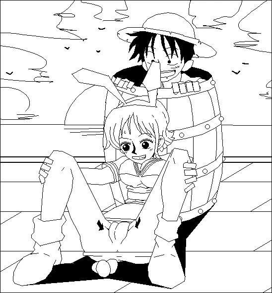 monkey d luffy+nami